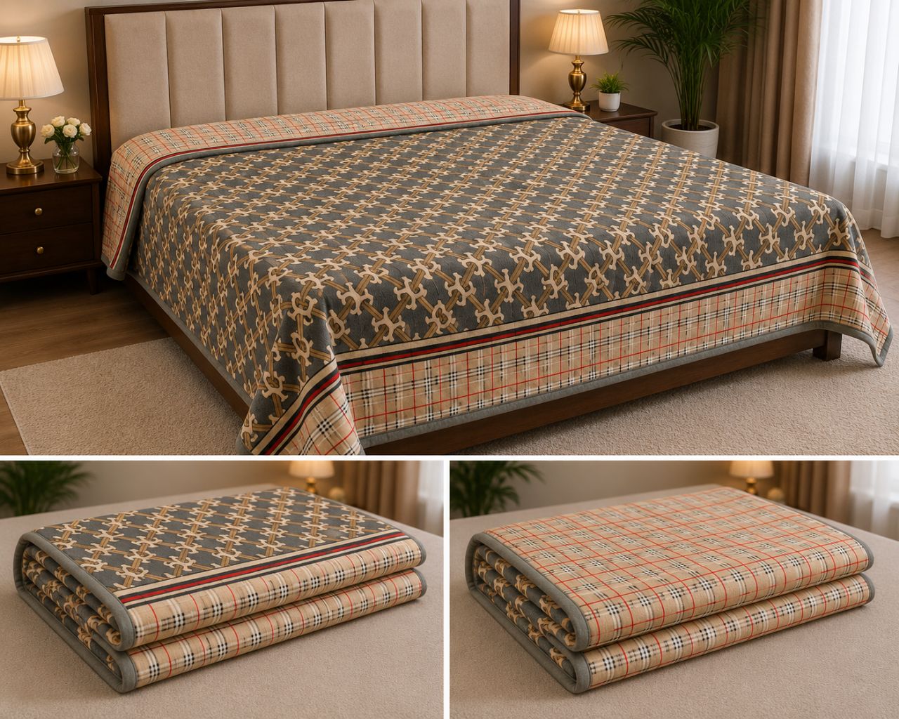 Reversible AC Double Bed Blanket – Premium Luxury Design view 2