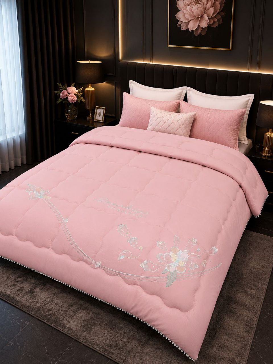 LUXURY FLORAL COMFORTER , Milky cotton Fabric view 3
