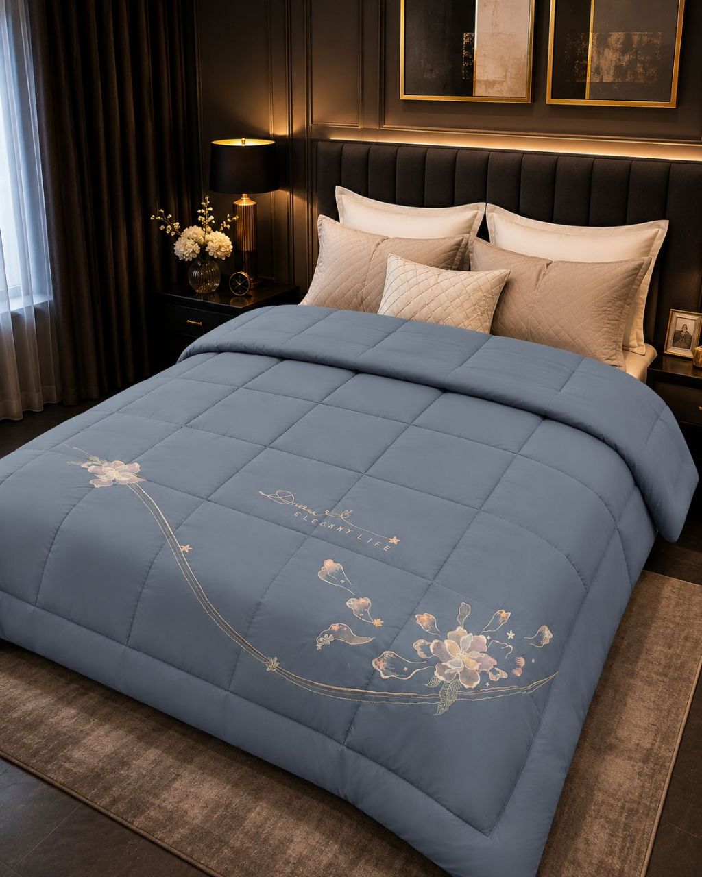 LUXURY FLORAL COMFORTER , Milky cotton Fabric view 2