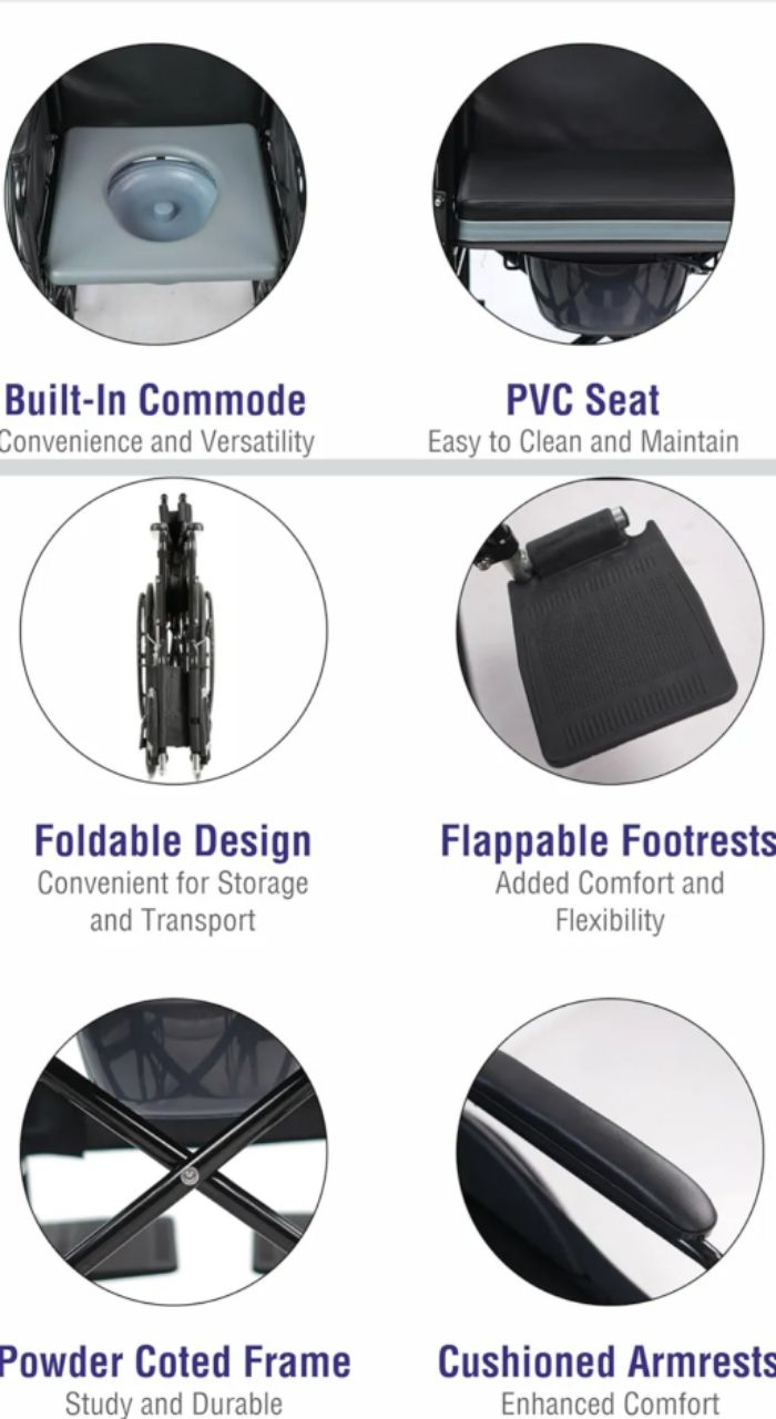 Foldable Commod Wheel Chair Deluxe view 3