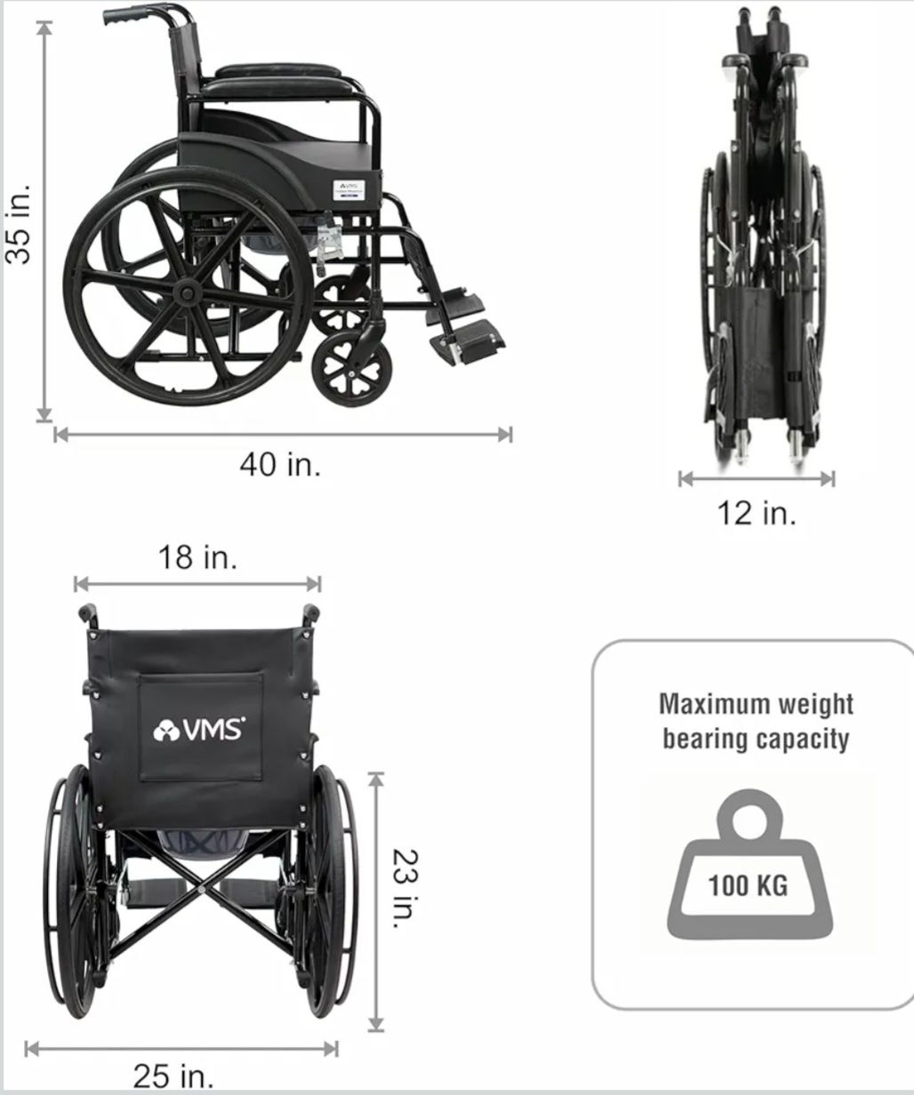 Foldable Commod Wheel Chair Deluxe view 2