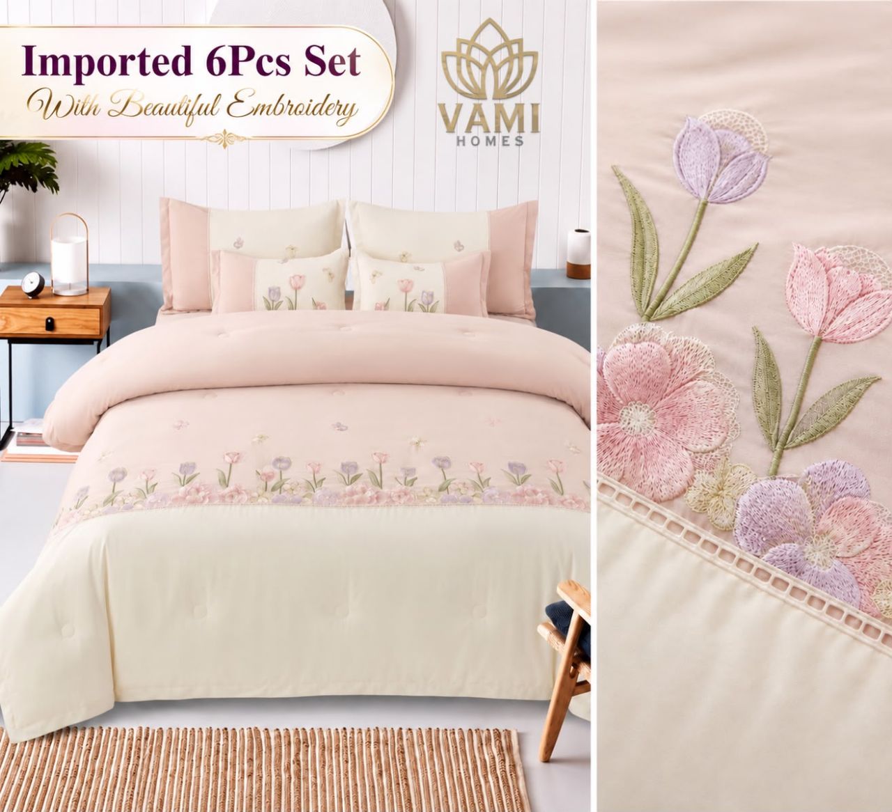 LUXURY EMBROIDERED 6 Pcs Comforter Set view 5