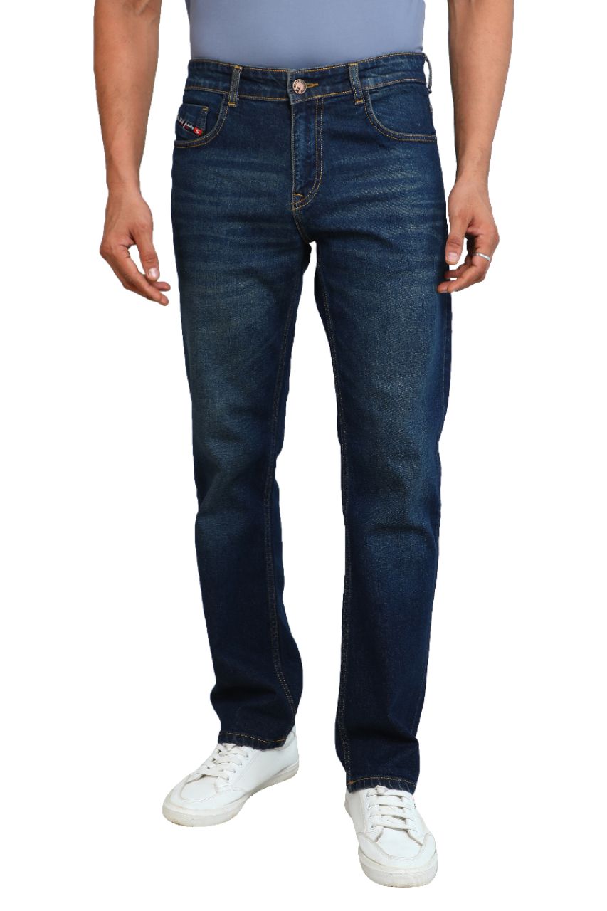 DARK BLUE Straight Fit Denim Jeans view 2