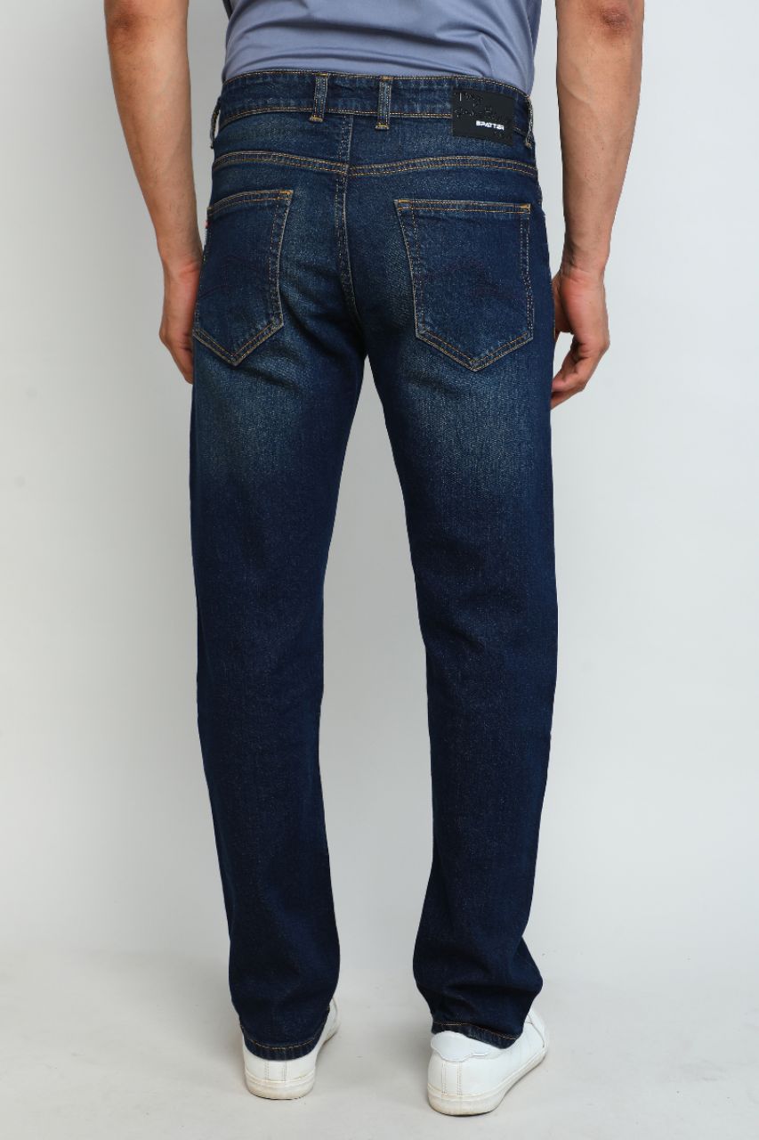 DARK BLUE Straight Fit Denim Jeans view 6
