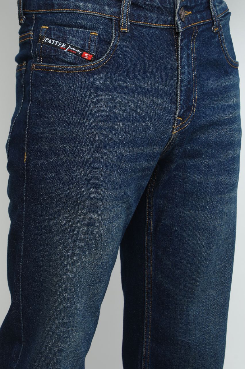 DARK BLUE Straight Fit Denim Jeans view 5