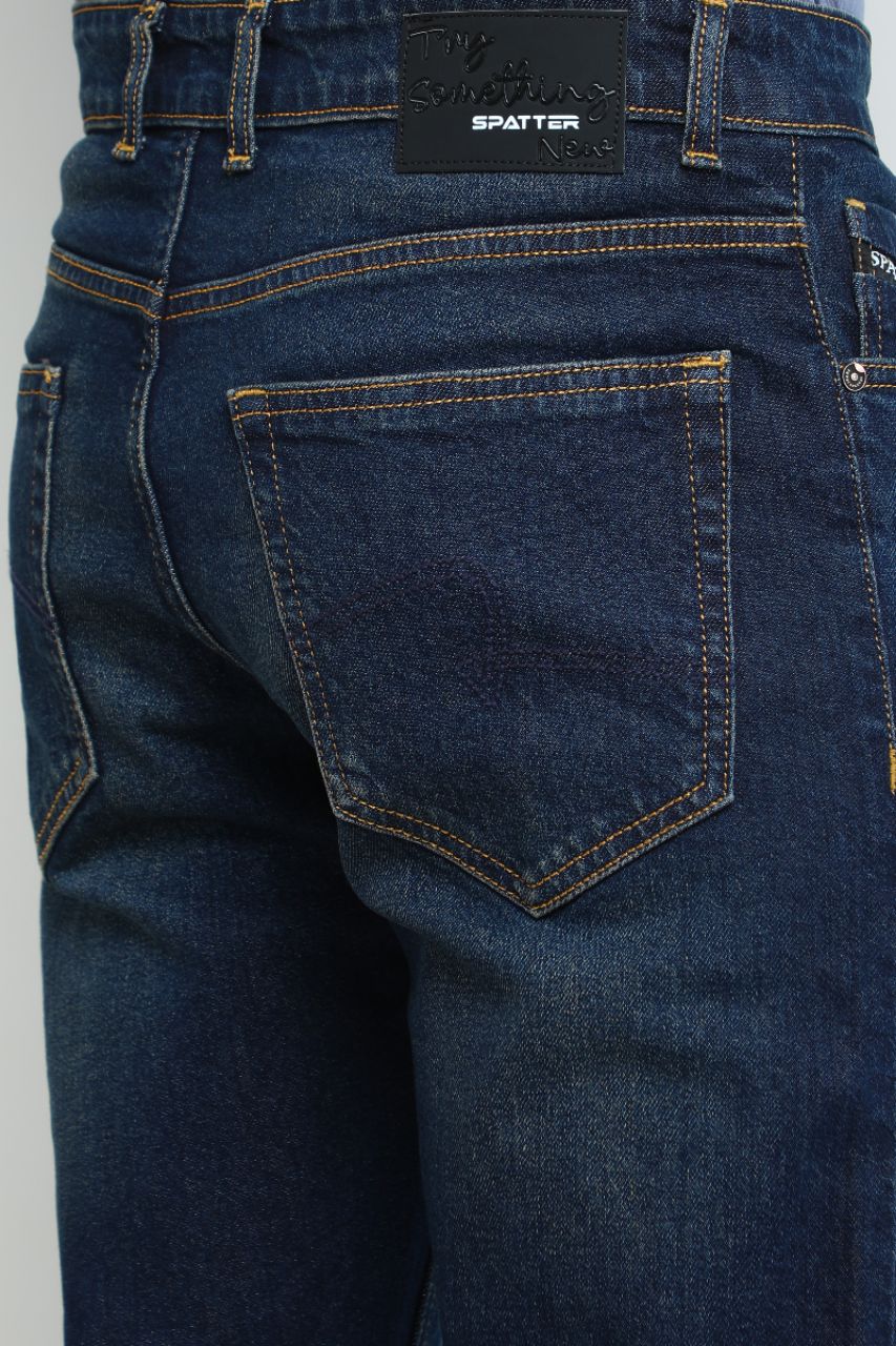 DARK BLUE Straight Fit Denim Jeans view 7