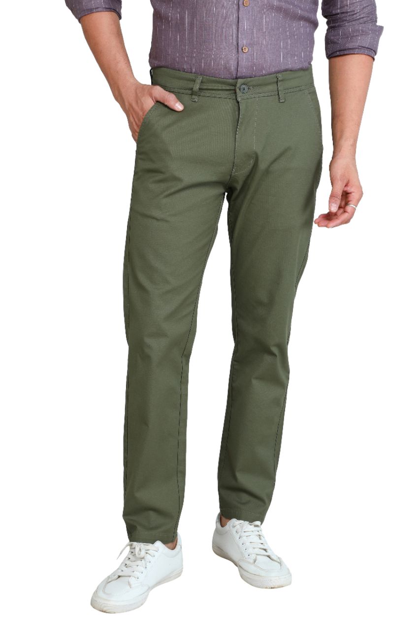 Olive Green Chinos Pants view 3