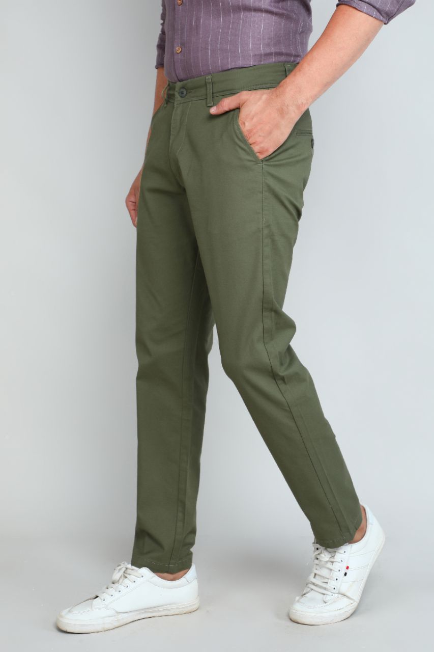 Olive Green Chinos Pants view 4