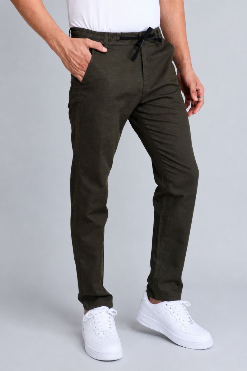 Olive Green Joggers Pants view 3