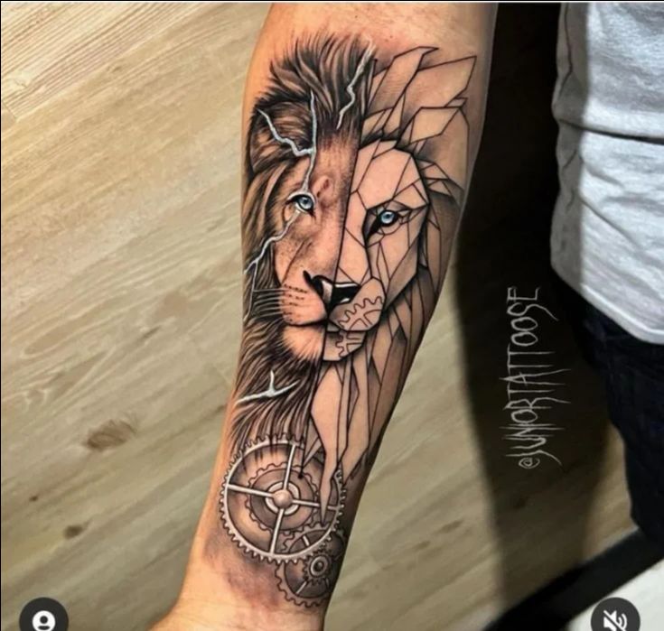 Geometric Lion Tattoo