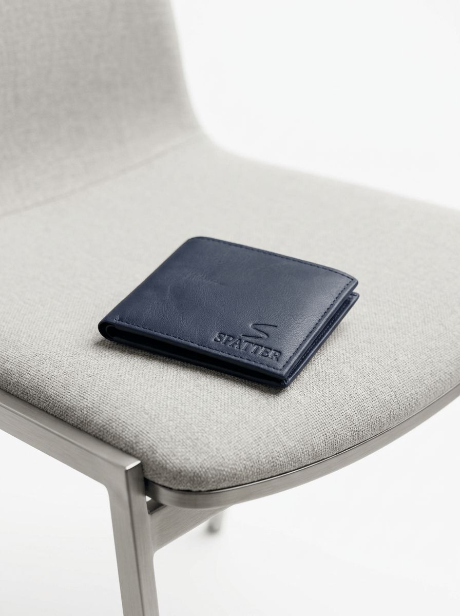 Navi Blue Spatter Leather Wallet view 5