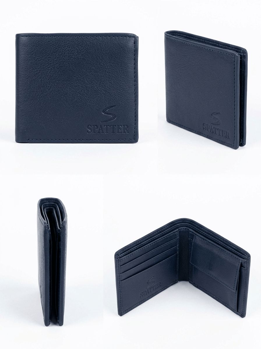 Navi Blue Spatter Leather Wallet view 2