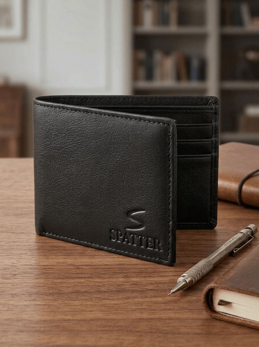 Black Spatter Leather Wallet view 5