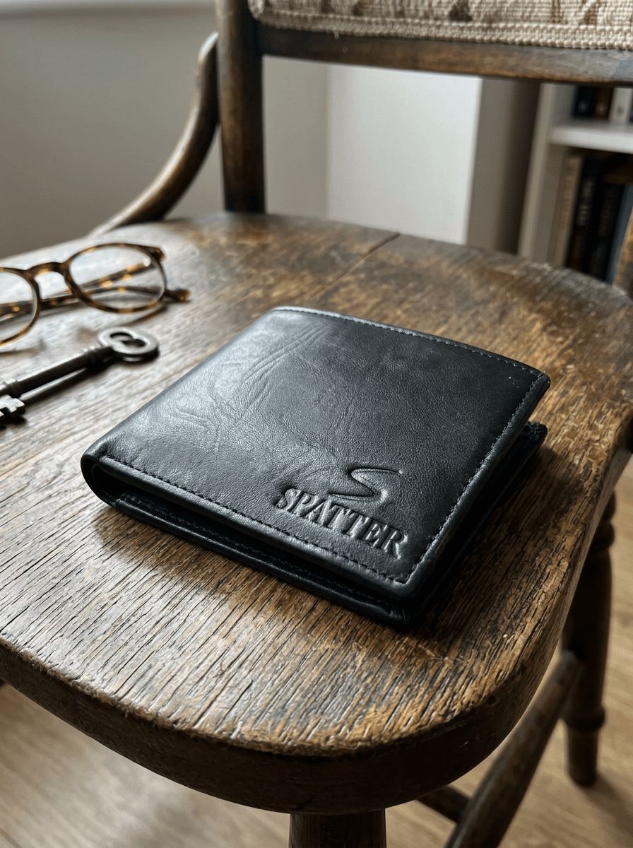 Black Spatter Leather Wallet view 3