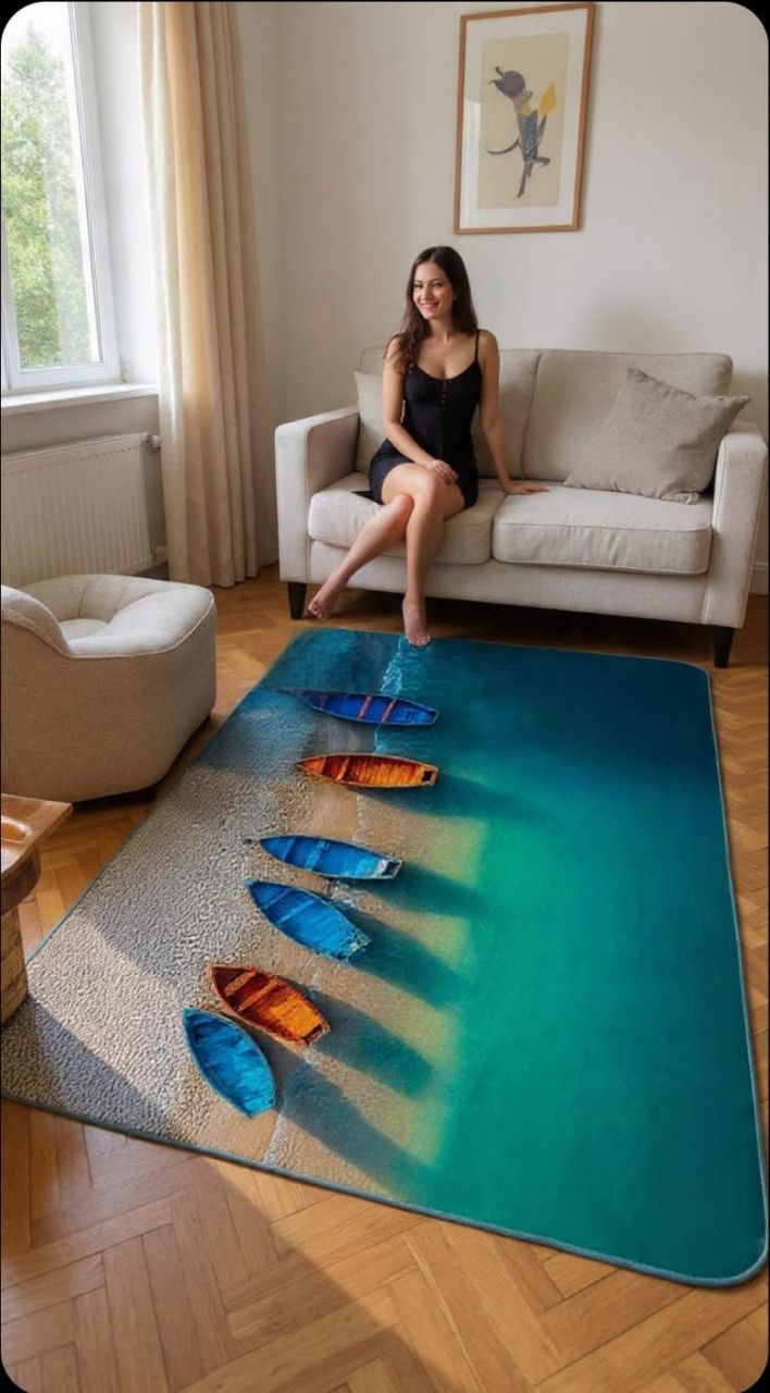 Luxury digital print Abstract Area Rug – Premium Living Room Carpet,  5*7 Feet Size view 3