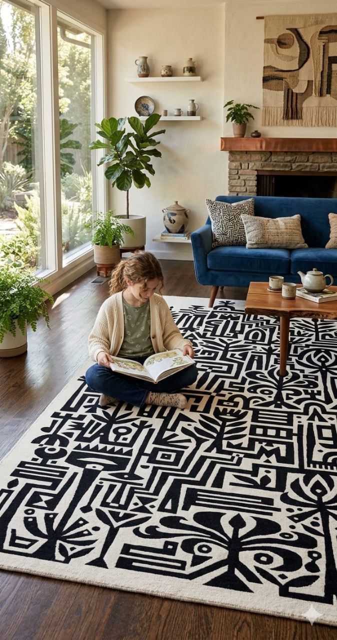 Luxury digital print Abstract Area Rug – Premium Living Room Carpet,  5*7 Feet Size view 2