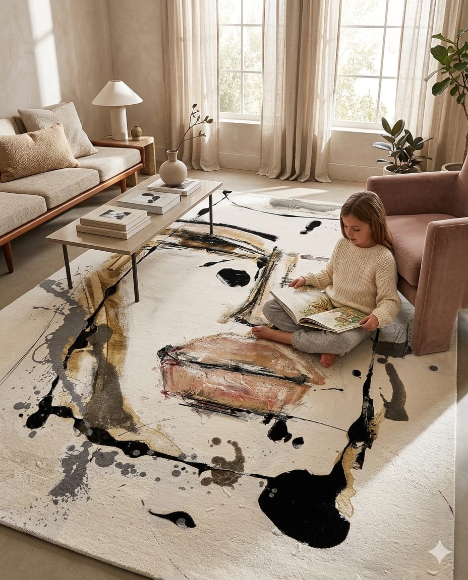 Luxury digital print Abstract Area Rug – Premium Living Room Carpet,  5*7 Feet Size view 8