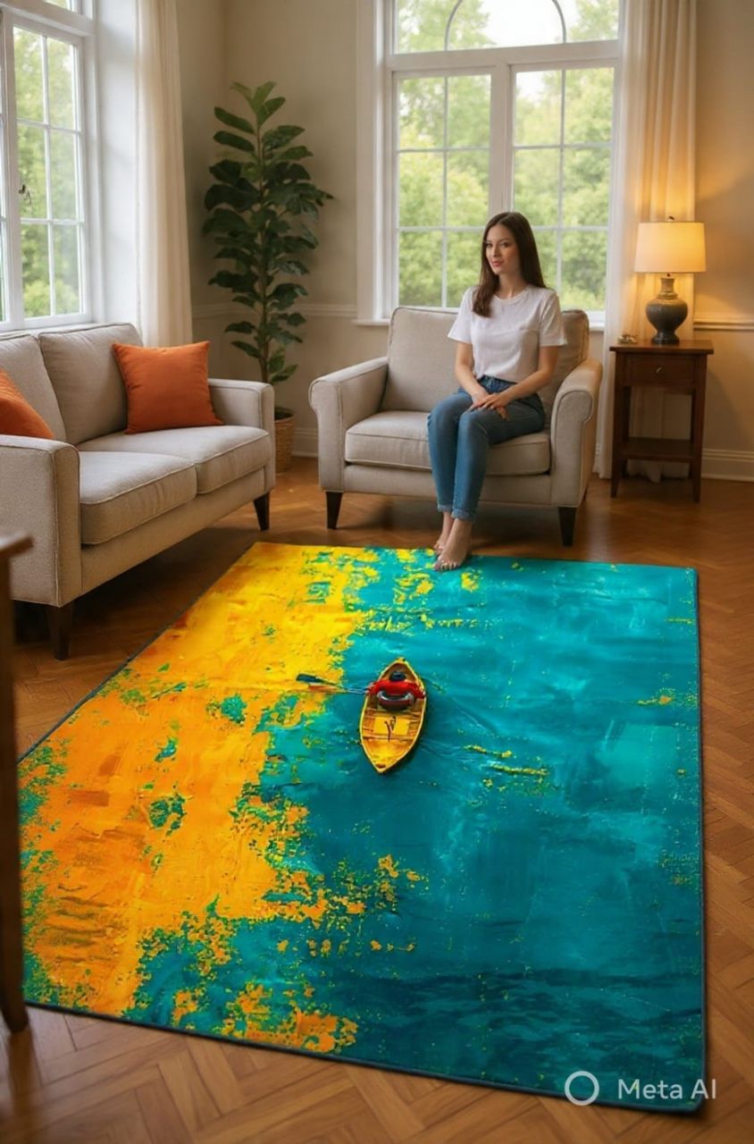 Luxury digital print Abstract Area Rug – Premium Living Room Carpet,  5*7 Feet Size view 6