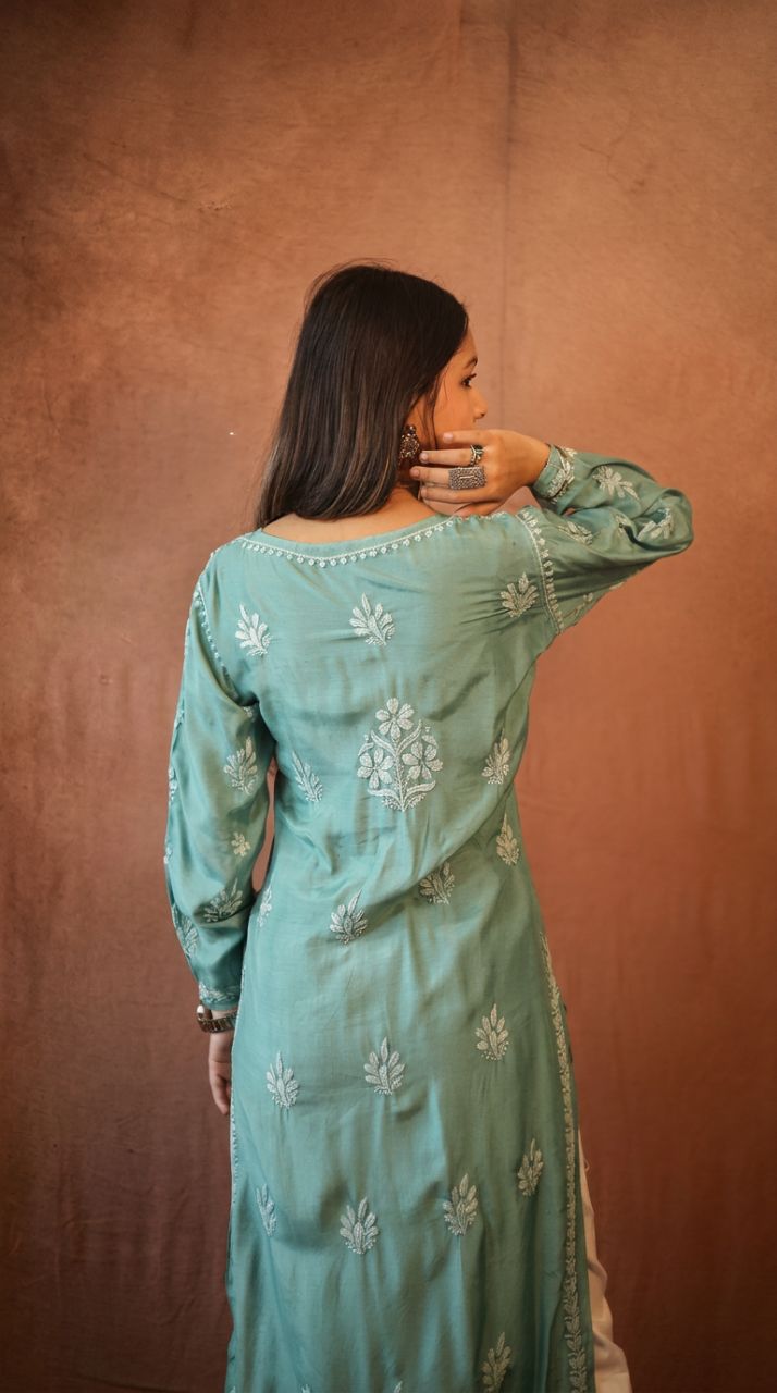 Lucknow Chikankari Hand Embroidered Kurti view 4
