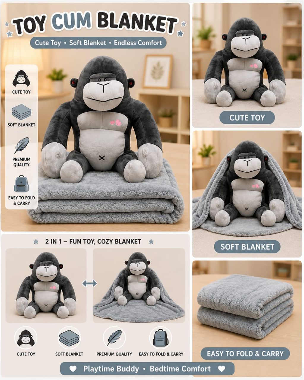 2 in 1 Toy Cum Blanket view 7