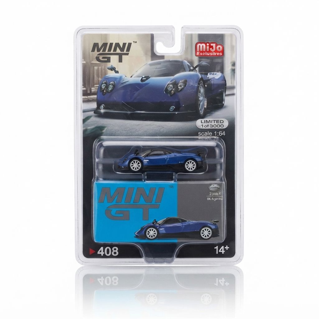 MINI GT #408 Pagani Zonda F – Blu Argentina (MiJo Exclusives) 1:64 Diecast Model Car
