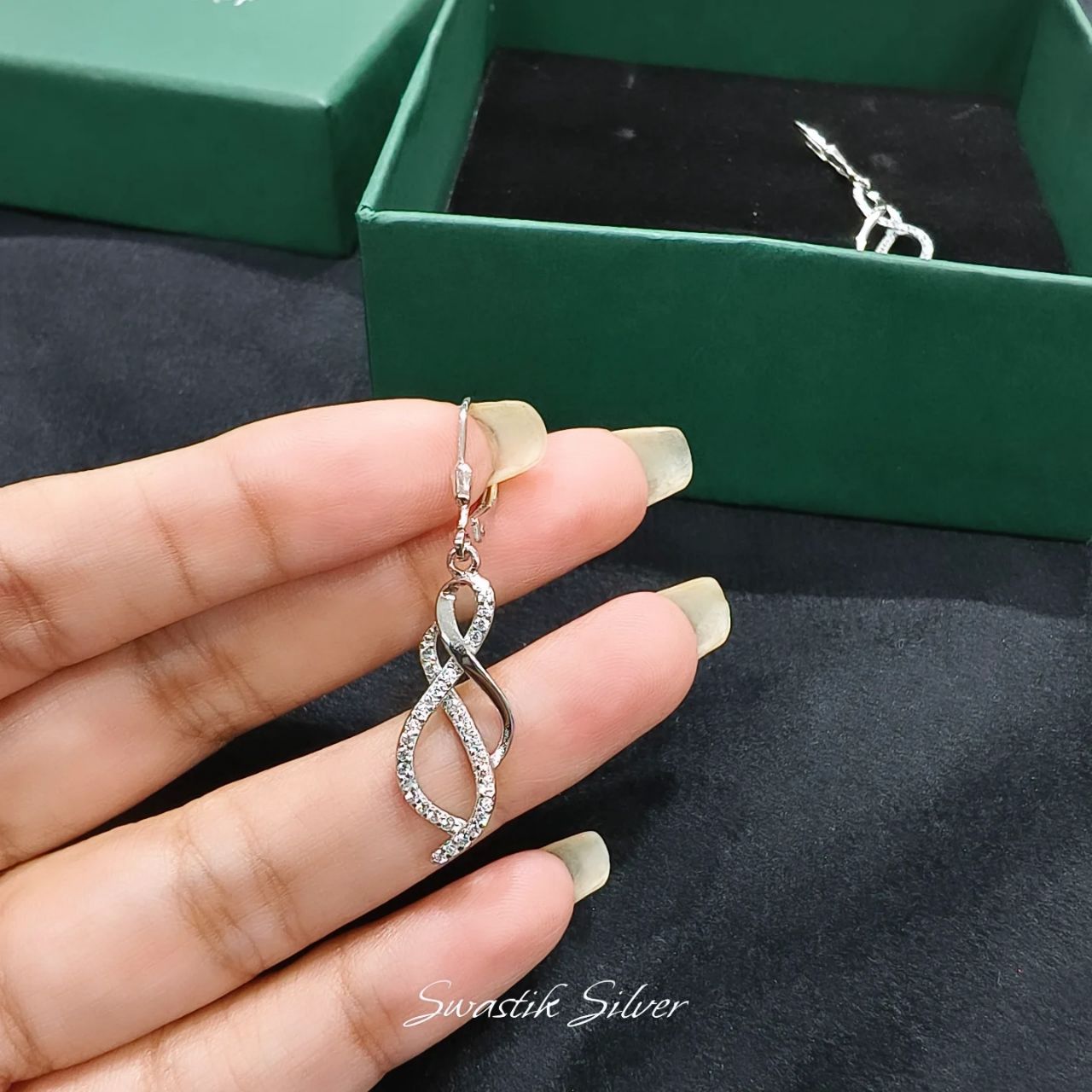​Twisted Infinity Wave CZ Drop Earrings view 3