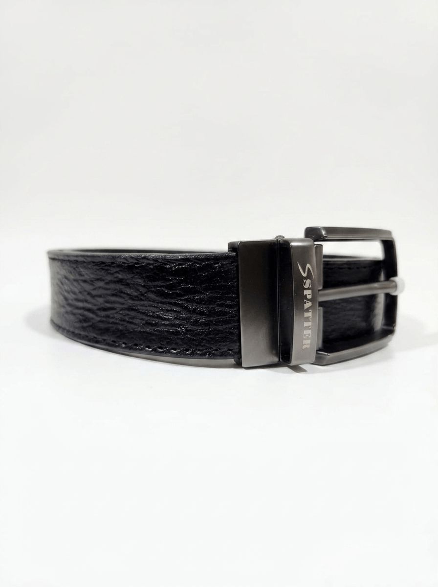 Black Spatter Leather Belt view 4