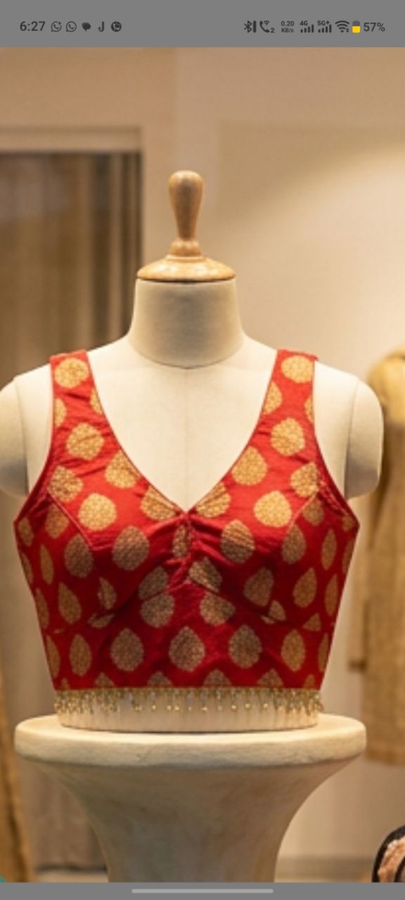 Designer Red Blouse view 3