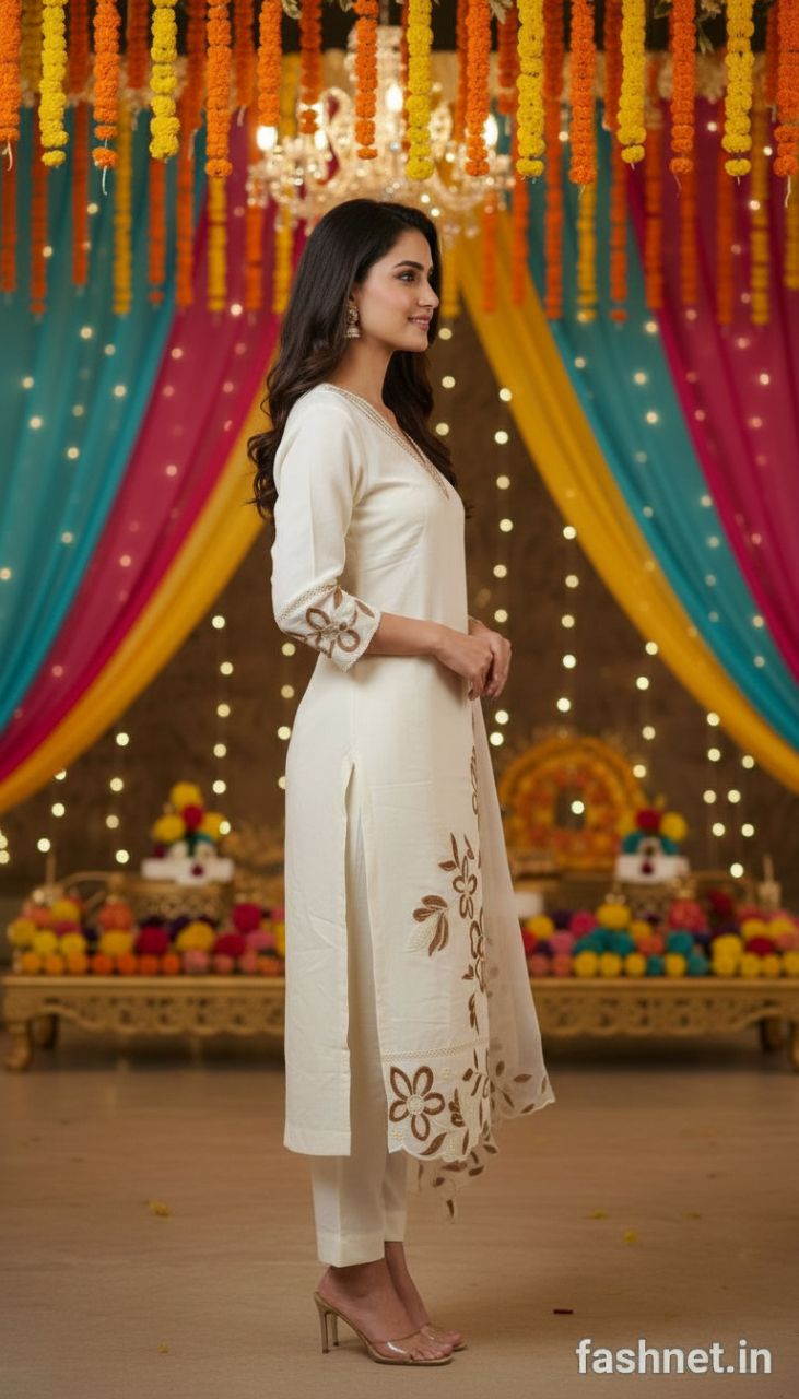 Floral Embroidered Kurta Set view 2