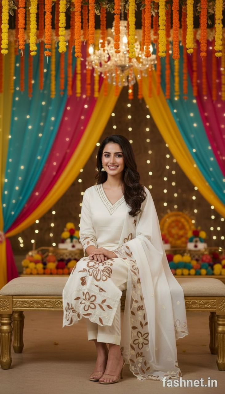 Floral Embroidered Kurta Set view 5