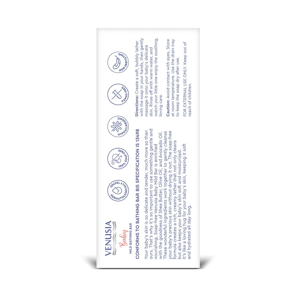 venusia Baby Mild Bathing Bar | Enriched with Shea Butter Olive Oil and Avocado Oil (75 g) view 3