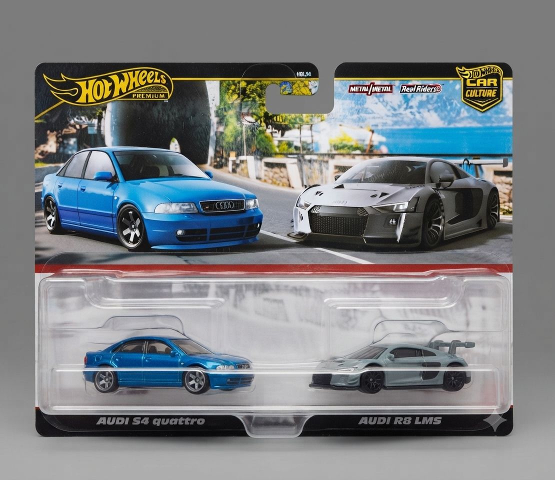 Hot Wheels Premium Car Culture – Audi S4 Quattro & Audi R8 LMS | 2-Car Premium Set