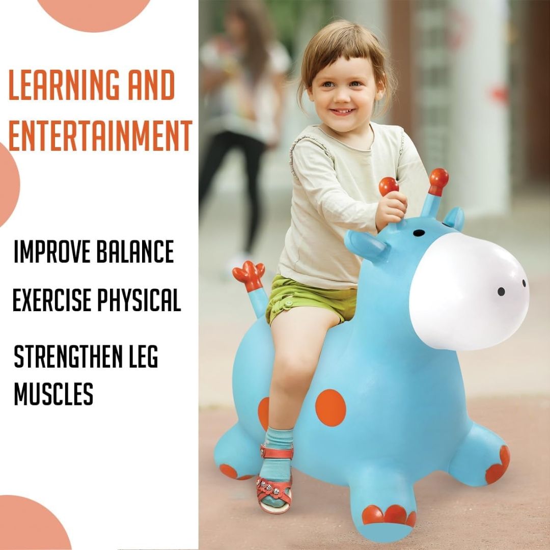 Giraffe Hopper Toy for Kids 3+ Years, BIS Certified Safe for Kids, Inflatable Jumping Bouncing Ride-On Toy, Indoor Outdoor Activity Toy for Balance & Exercise, Multicolour view 8