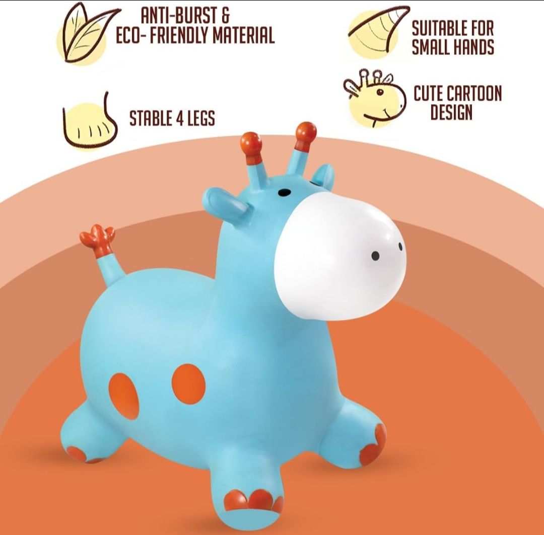 Giraffe Hopper Toy for Kids 3+ Years, BIS Certified Safe for Kids, Inflatable Jumping Bouncing Ride-On Toy, Indoor Outdoor Activity Toy for Balance & Exercise, Multicolour view 5