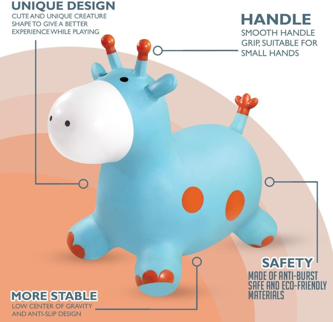 Giraffe Hopper Toy for Kids 3+ Years, BIS Certified Safe for Kids, Inflatable Jumping Bouncing Ride-On Toy, Indoor Outdoor Activity Toy for Balance & Exercise, Multicolour view 2
