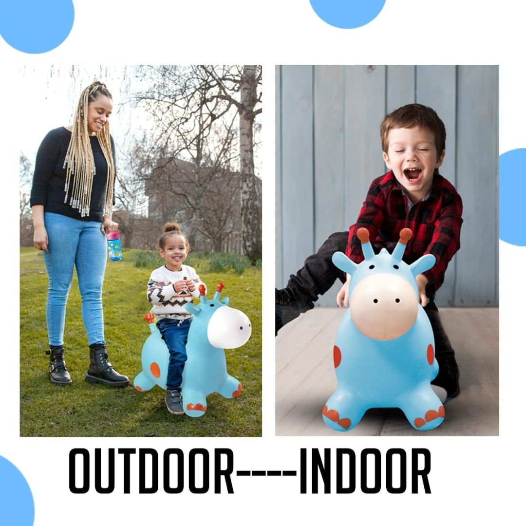 Giraffe Hopper Toy for Kids 3+ Years, BIS Certified Safe for Kids, Inflatable Jumping Bouncing Ride-On Toy, Indoor Outdoor Activity Toy for Balance & Exercise, Multicolour view 3