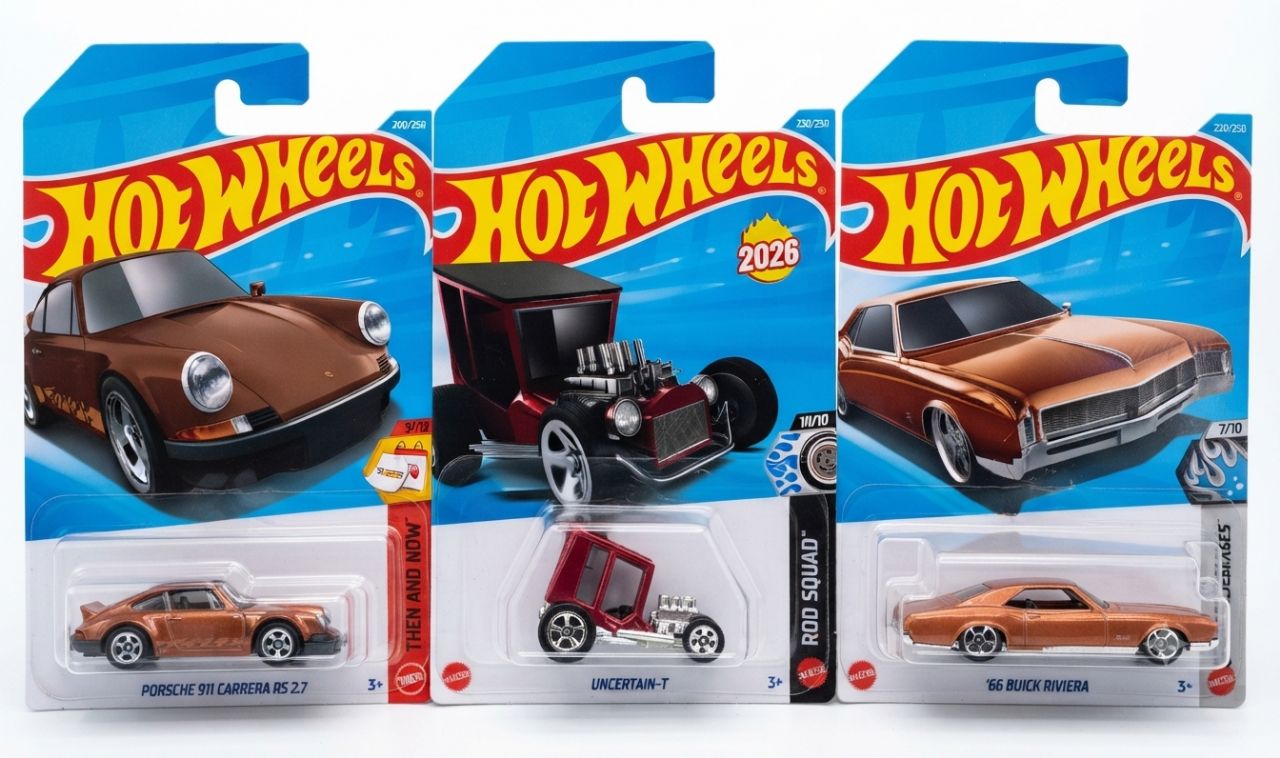 Hot Wheels 2026 Mainline Bundle – Porsche 911 Carrera RS 2.7, Uncertain-T & '66 Buick Riviera