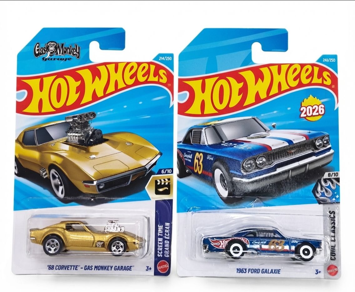Hot Wheels 2026 Mainline Bundle – '68 Corvette Gas Monkey Garage & 1963 Ford Galaxie
