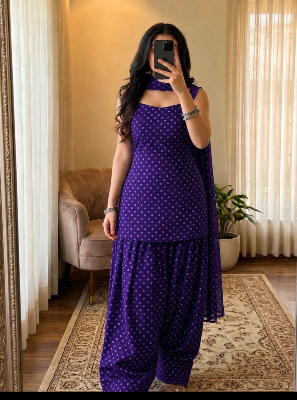Bandhani Farshi suit Set view 2