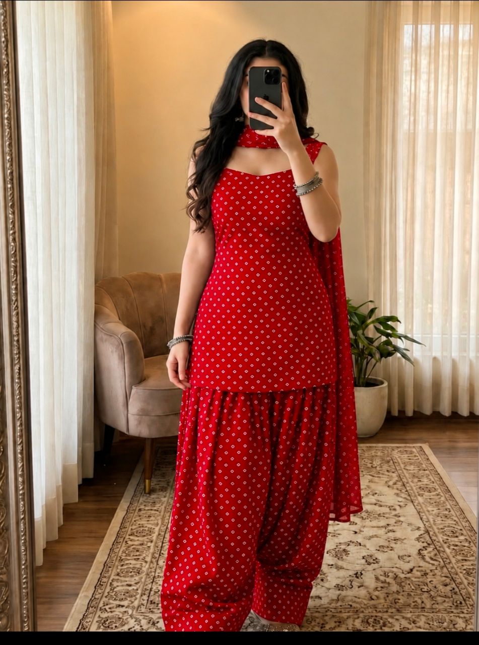 Bandhani Farshi suit Set view 4