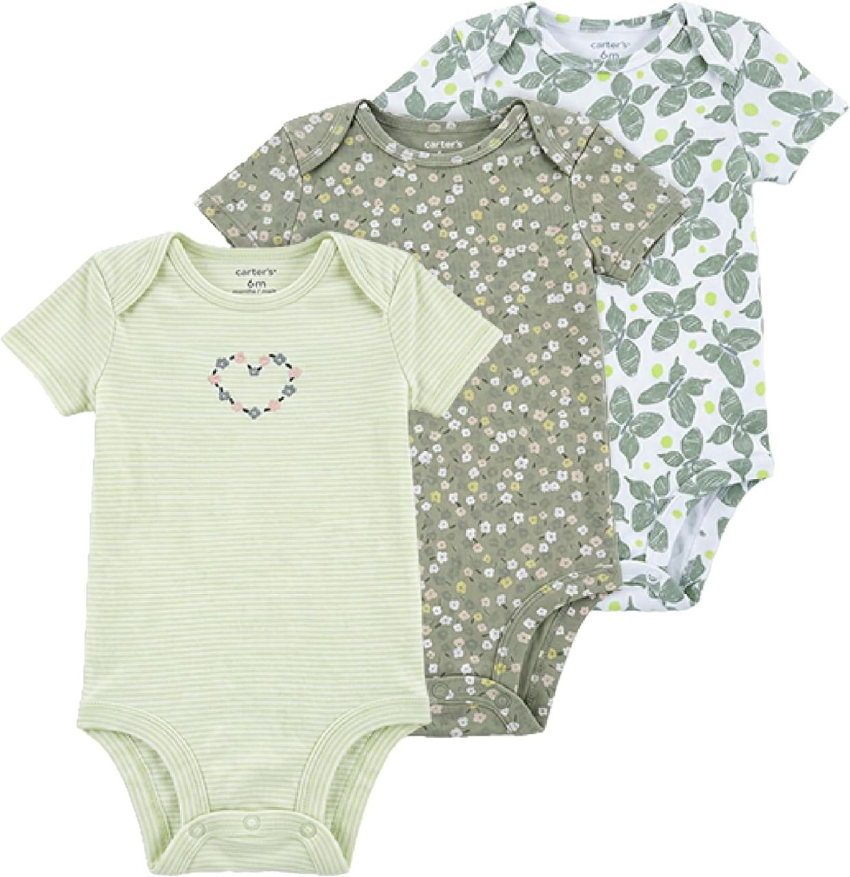 Carter's Baby Girl 3-Pack Cotton Bodysuits in Floral Print | Soft Baby Innerwear 5