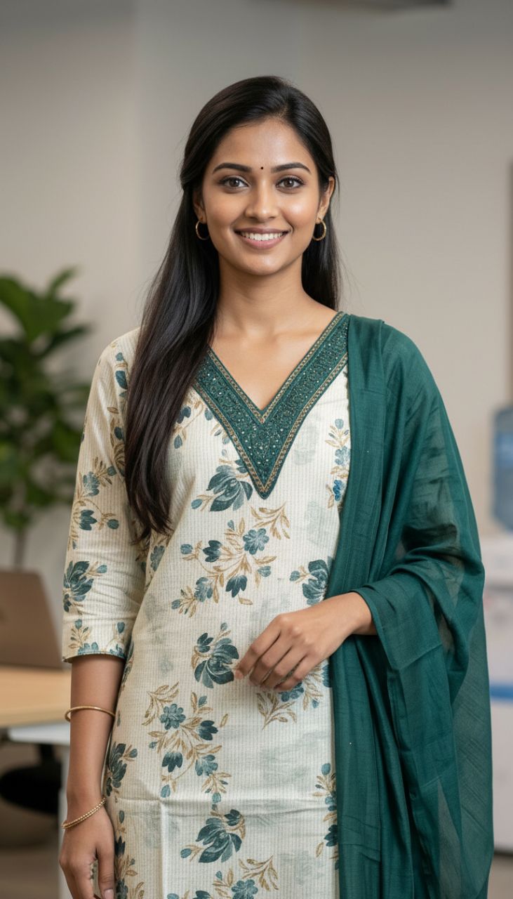 Floral Print Kurta Set 06 view 2