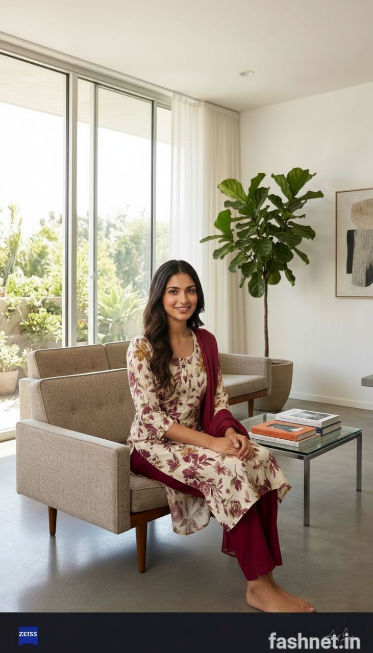 Floral Print Kurta Set 01 view 2