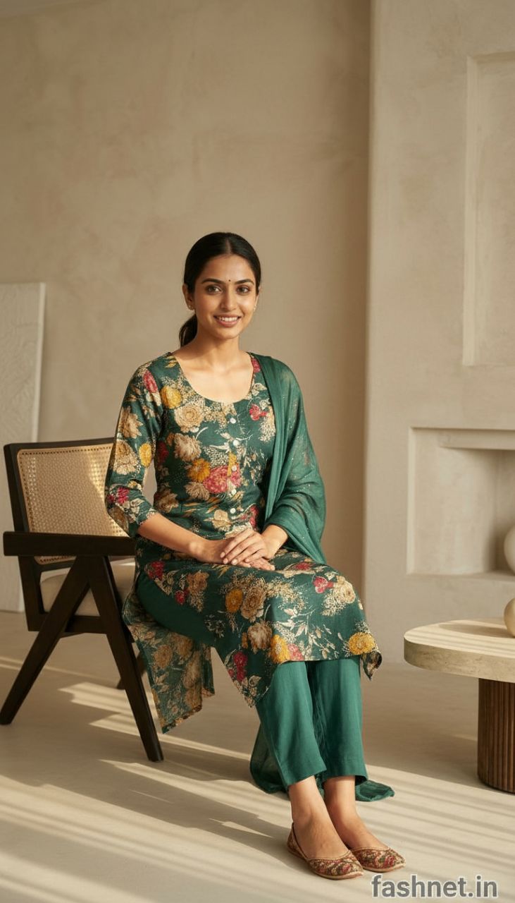 Floral Print Kurta Set 04 view 2