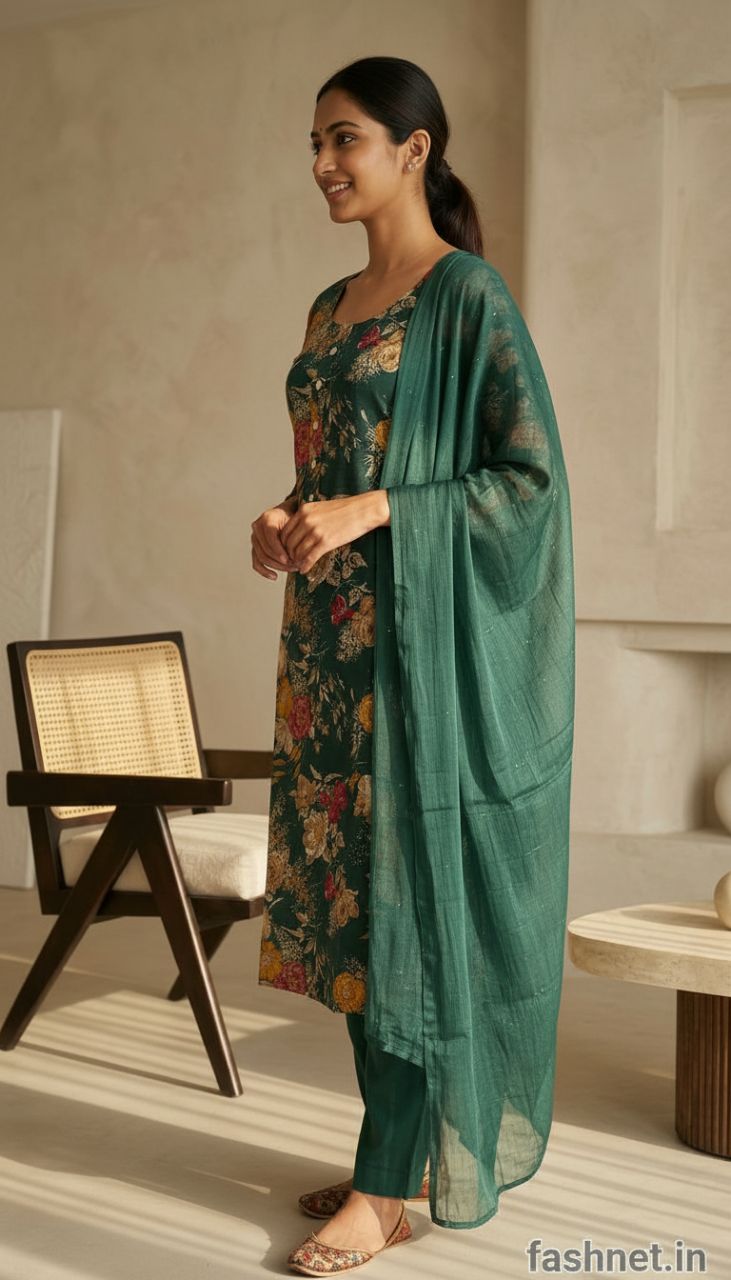 Floral Print Kurta Set 04 view 4