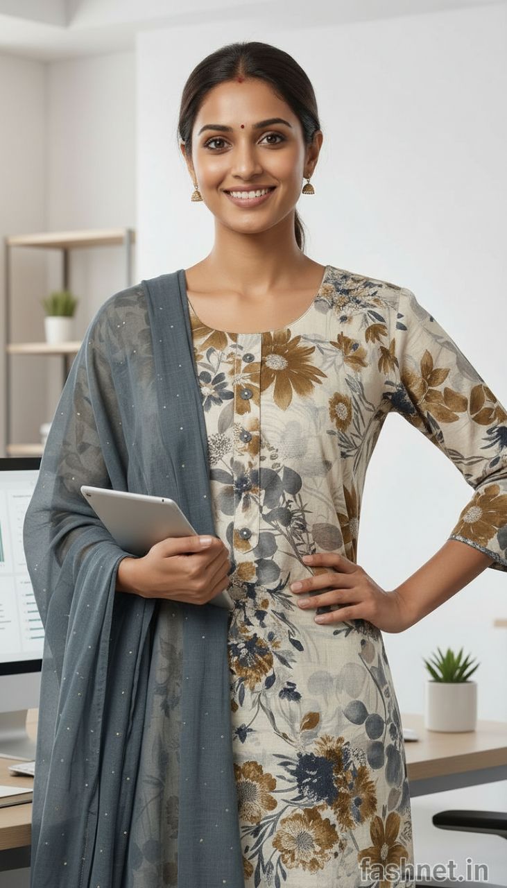 Floral Print Kurta Set 03 view 3