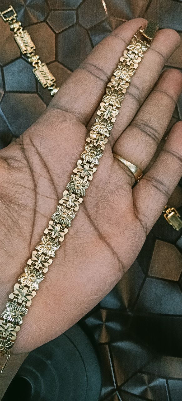 Gold Floral Bracelet view 2