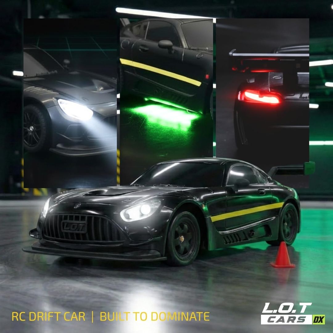 Shadow RC Drift Car | 4WD 20Kmph, 2.4Ghz 100m Long Range Remote, Race-Ready ABS Body, Proportional Steering, Multi-Mode LED Lights (Asphalt Black) view 5
