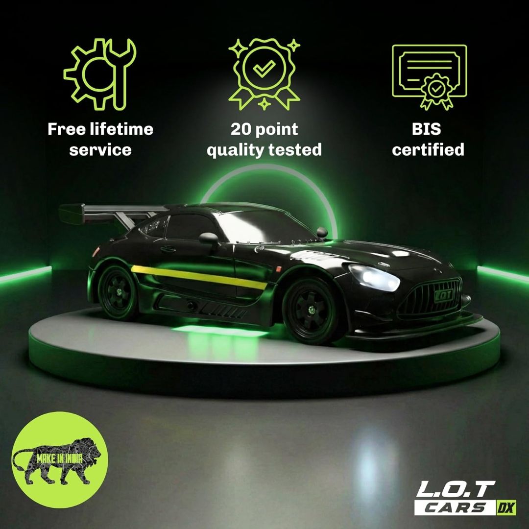 Shadow RC Drift Car | 4WD 20Kmph, 2.4Ghz 100m Long Range Remote, Race-Ready ABS Body, Proportional Steering, Multi-Mode LED Lights (Asphalt Black) view 6
