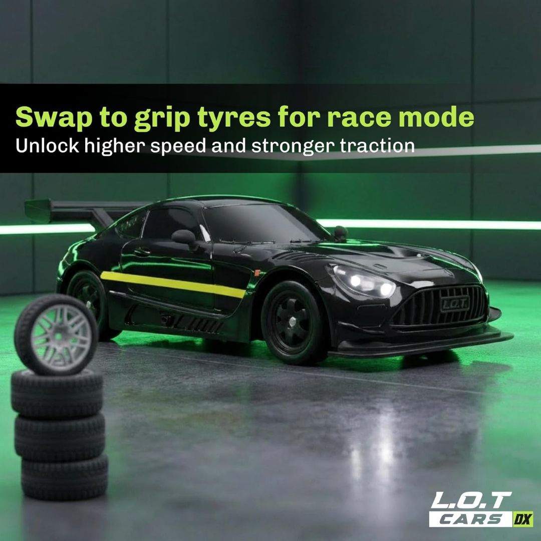 Shadow RC Drift Car | 4WD 20Kmph, 2.4Ghz 100m Long Range Remote, Race-Ready ABS Body, Proportional Steering, Multi-Mode LED Lights (Asphalt Black) view 7